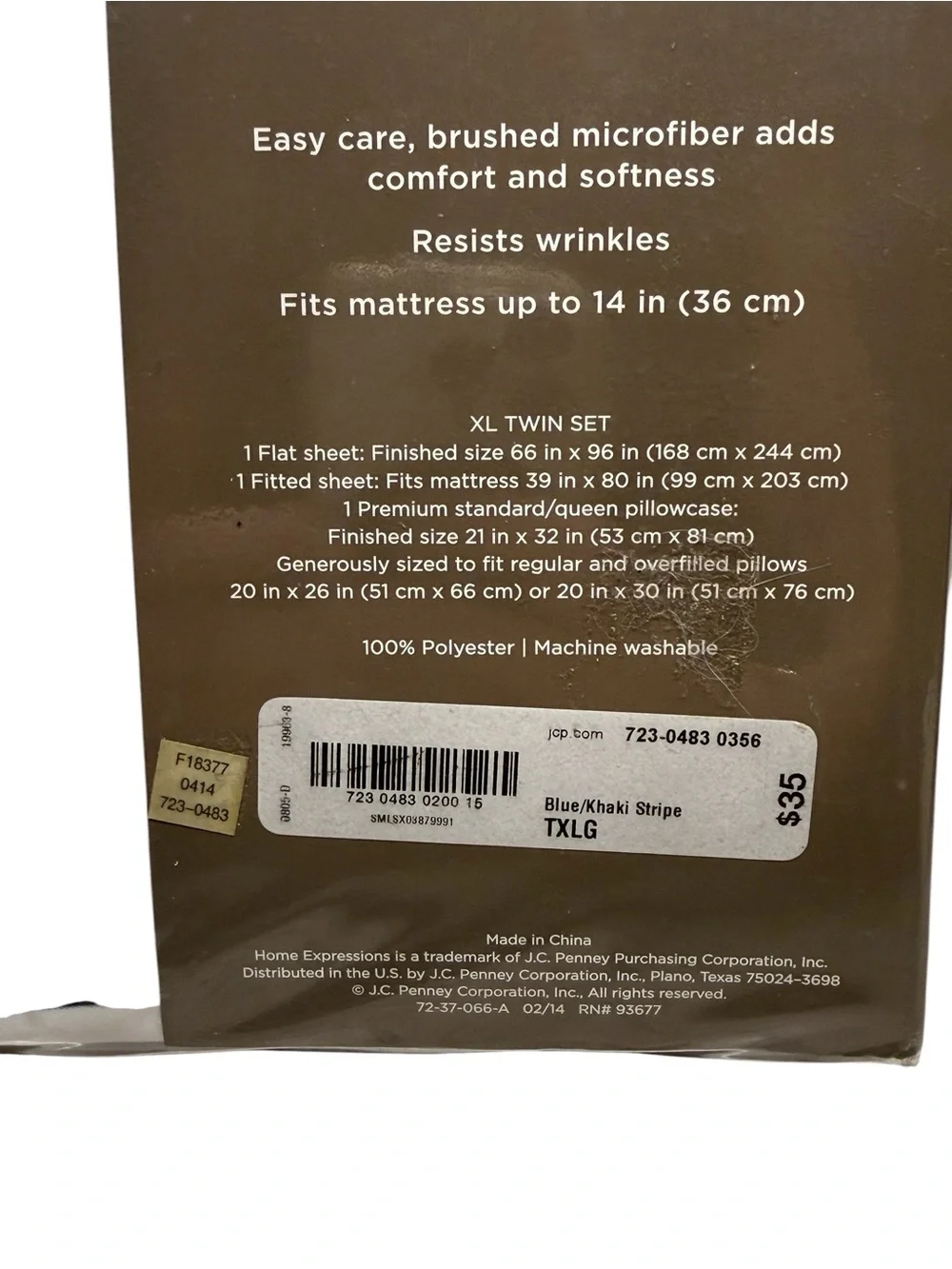 Home Expressions By JC Penney XLT Twin Microfiber Sheet Set NEW